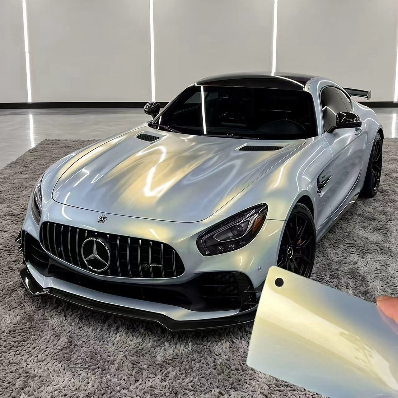 Pearl color-shift sports car with a metallic PPF finish