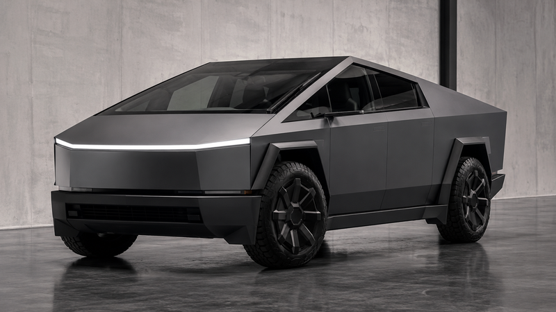 Tesla Cybertruck finished in gunmetal colored paint protection film — Cybertruck stainless steel PPF guide 2026