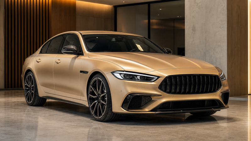 Satin champagne-gold sedan representing color PPF manufacturer due diligence