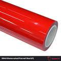A sports car with Renovated Ferrari Red paint protection film colored wrap is parking in the garage