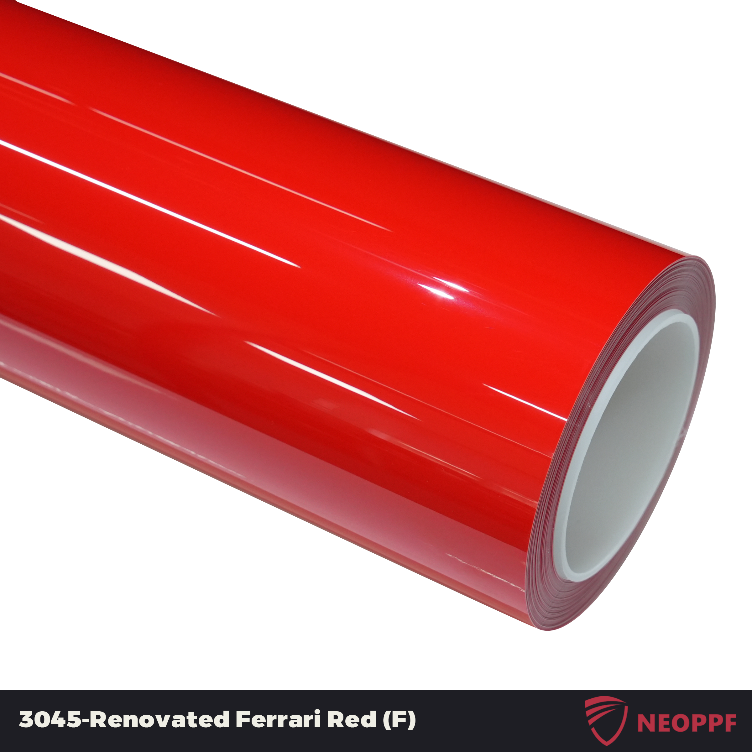 A sports car with Renovated Ferrari Red paint protection film colored wrap is parking in the garage