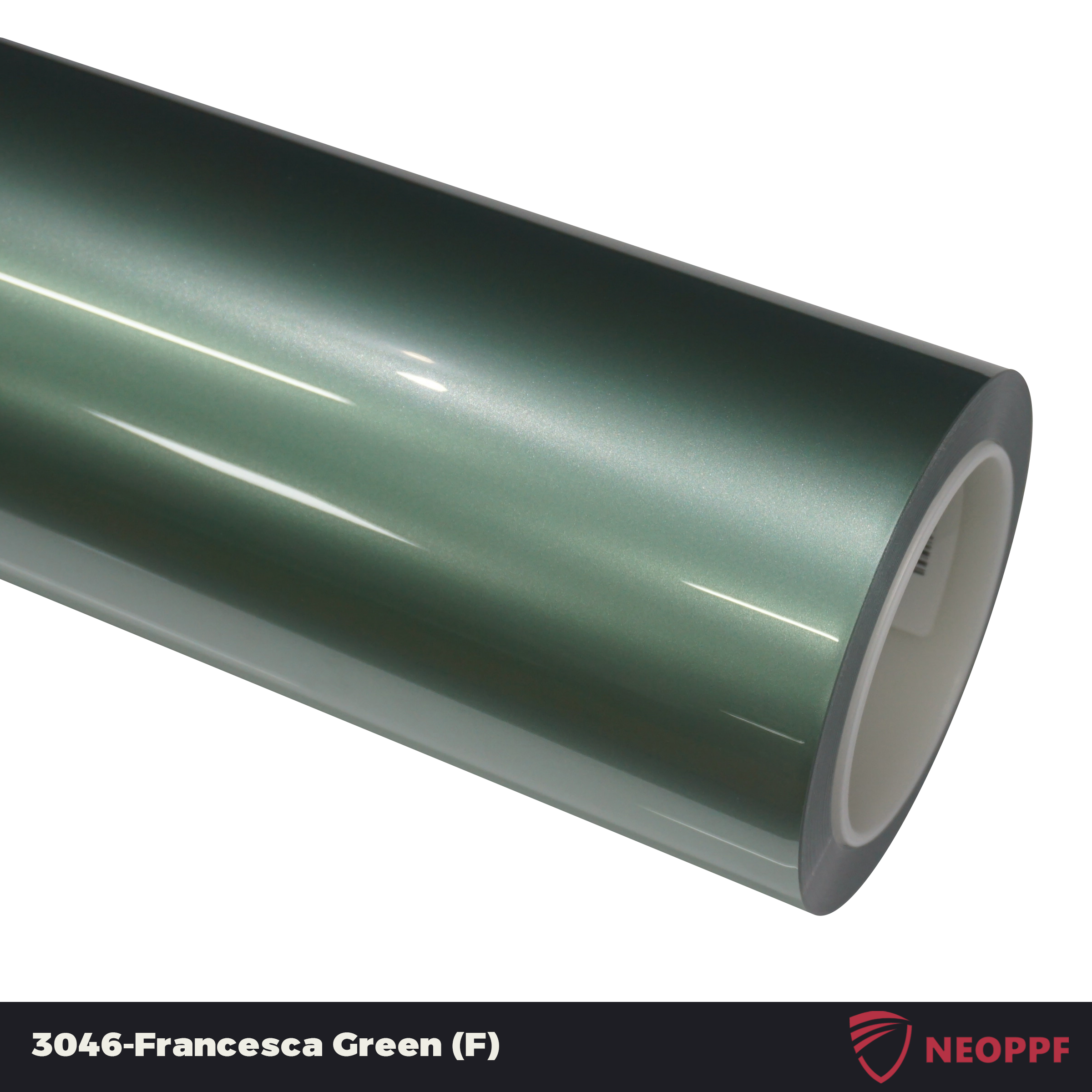 A sports car with Francesca Green paint protection film colored wrap is parking in the garage