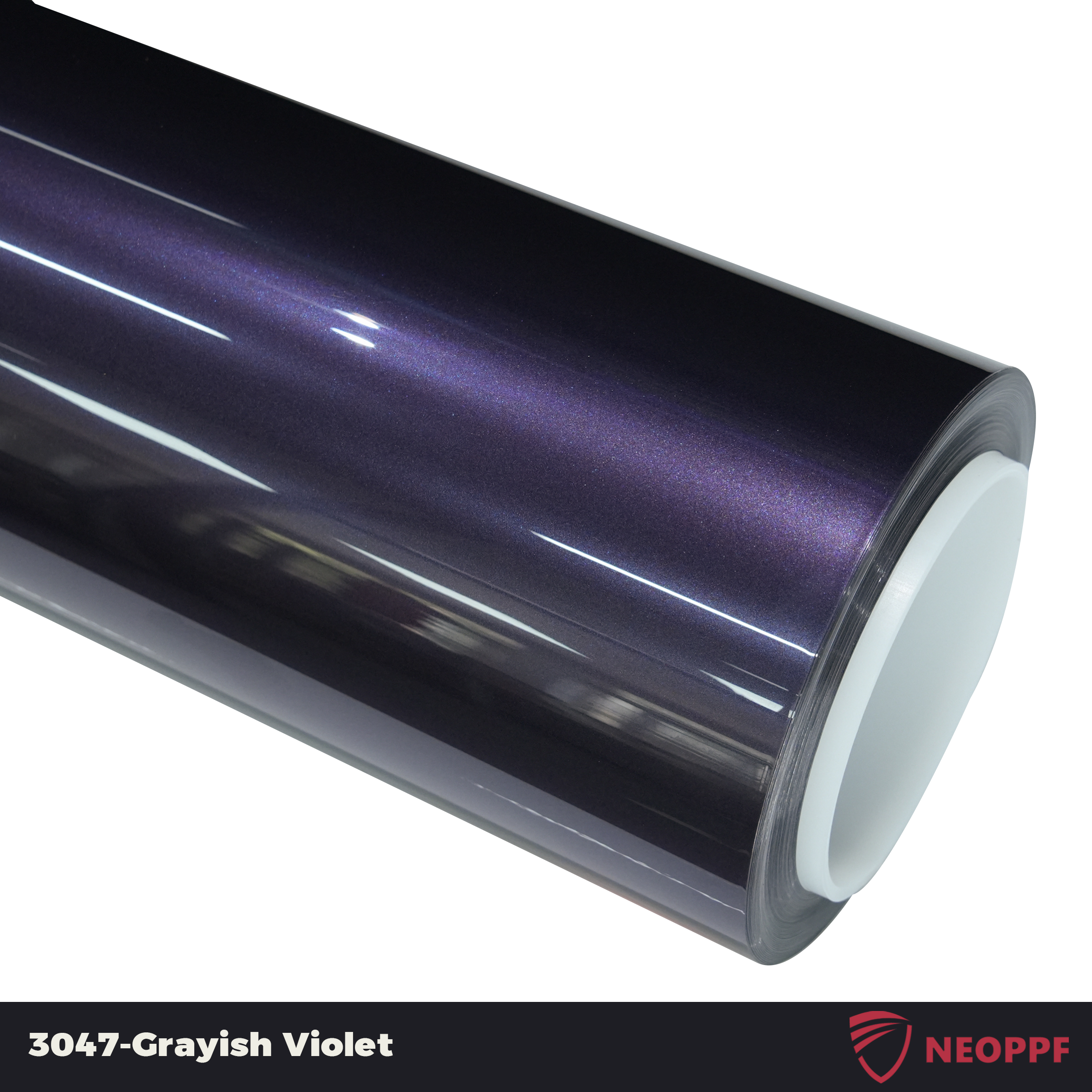 A sports car with Grayish Violet paint protection film colored wrap is parking in the garage