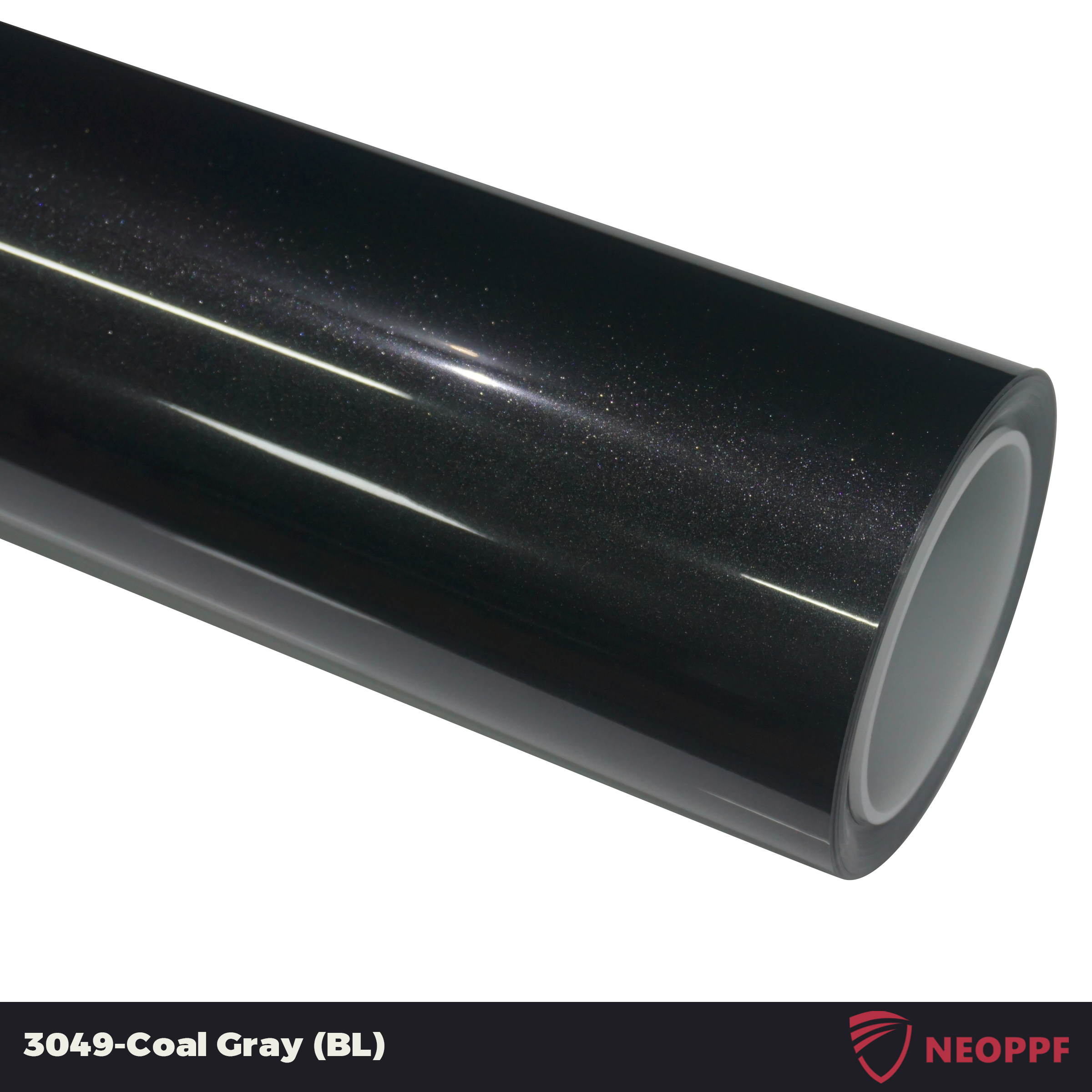 A sports car with Coal Gray paint protection film colored wrap is parking in the garage