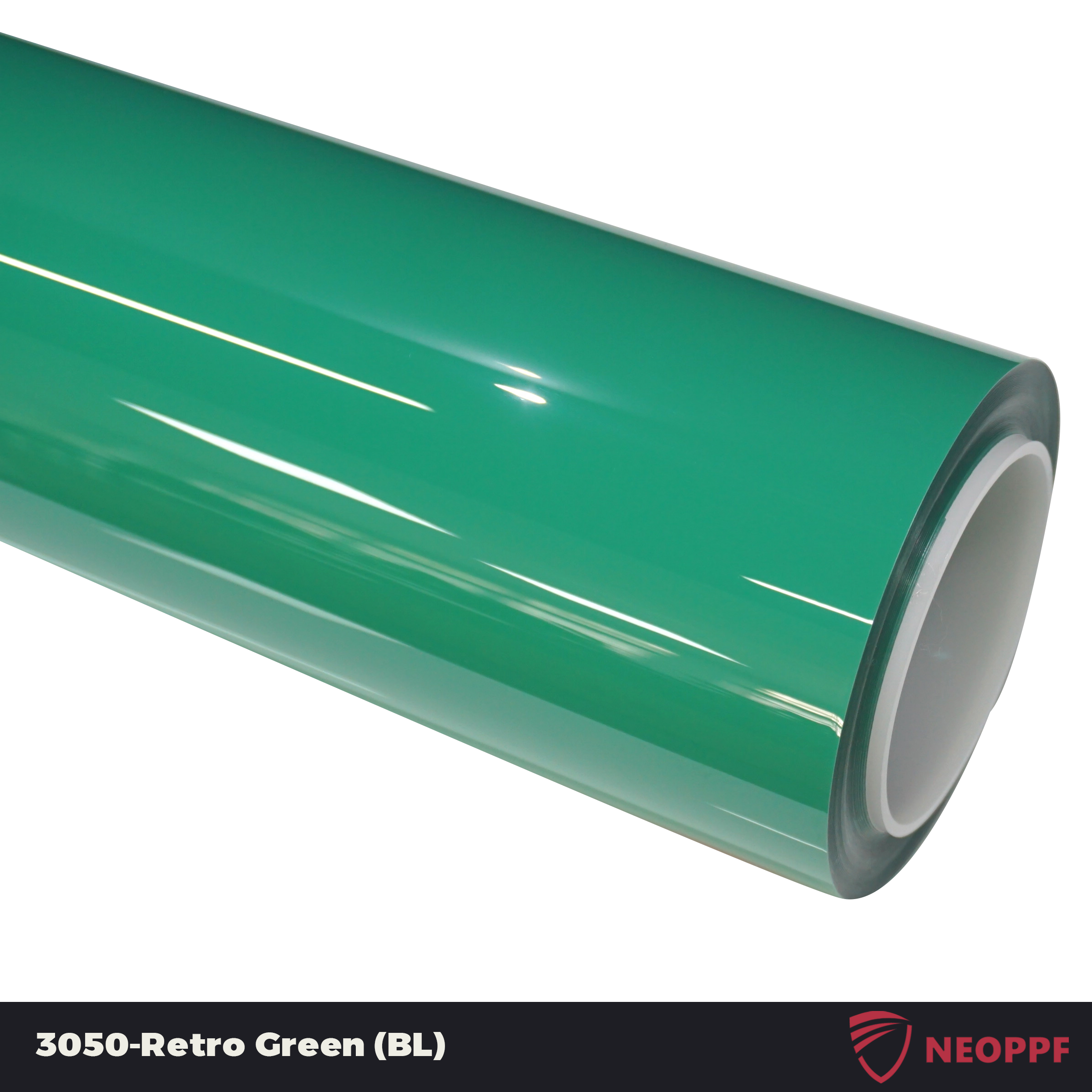 A sports car with Retro Green paint protection film colored wrap is parking in the garage