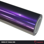 A sports car with GT Violet paint protection film colored wrap is parking in the garage
