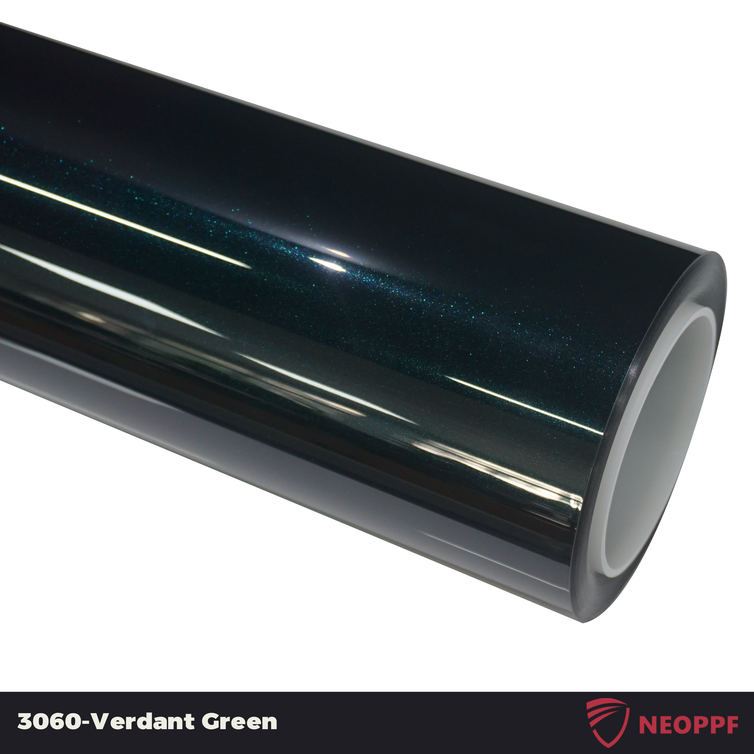 A sports car with Verdant Green paint protection film colored wrap is parking in the garage