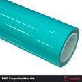 A sports car with Turquoise Blue paint protection film colored wrap is parking in the garage