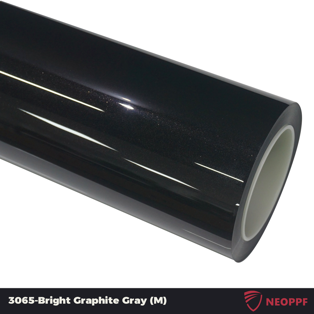 A sports car with Bright Graphite Gray paint protection film colored wrap is parking in the garage