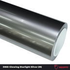 A sports car with Glowing Starlight Silver paint protection film colored wrap is parking in the garage