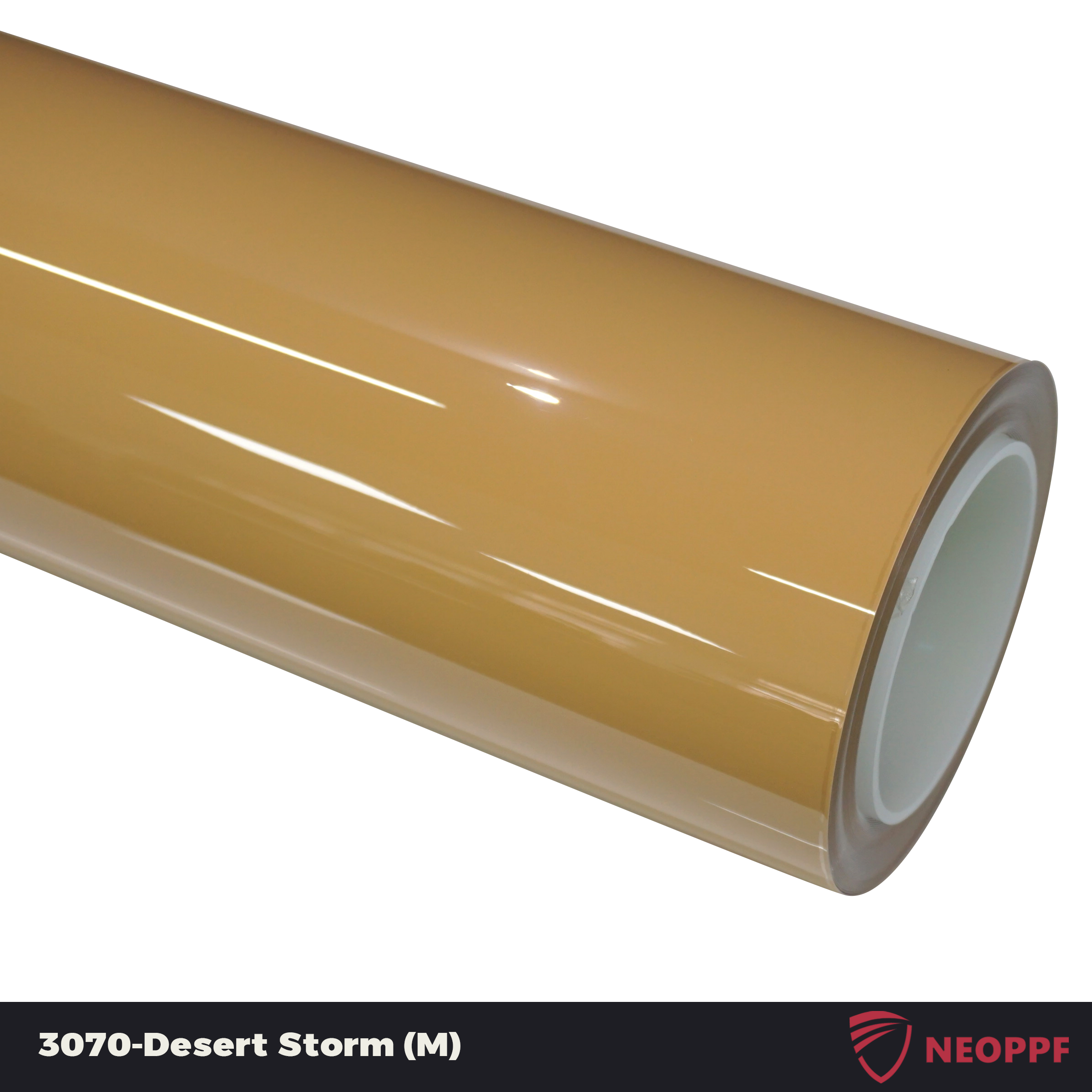 A sports car with Desert Storm paint protection film colored wrap is parking in the garage