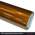 A sports car with Liquid Metallic Madeira Gold paint protection film colored wrap is parking in the garage