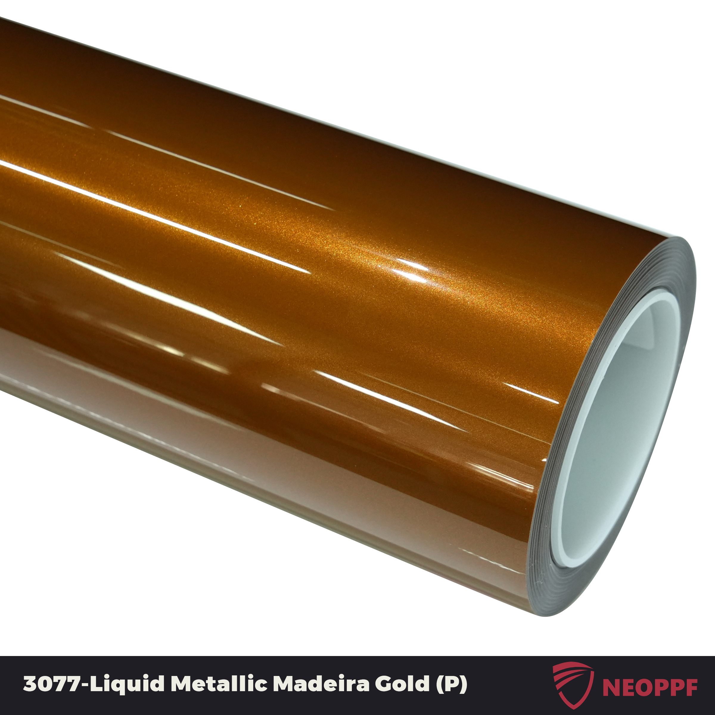 A sports car with Liquid Metallic Madeira Gold paint protection film colored wrap is parking in the garage