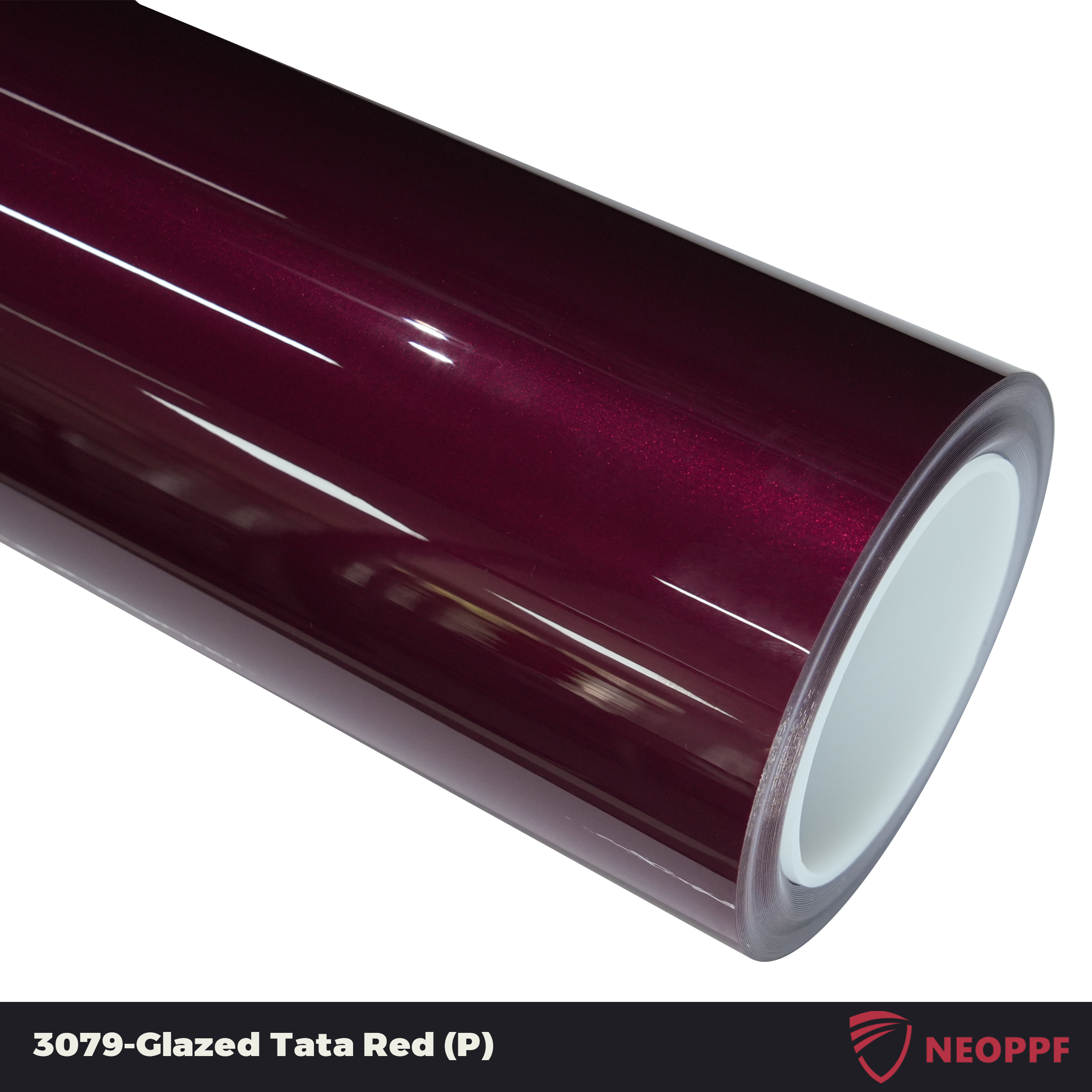 A sports car with Glazed Tata Red paint protection film colored wrap is parking in the garage