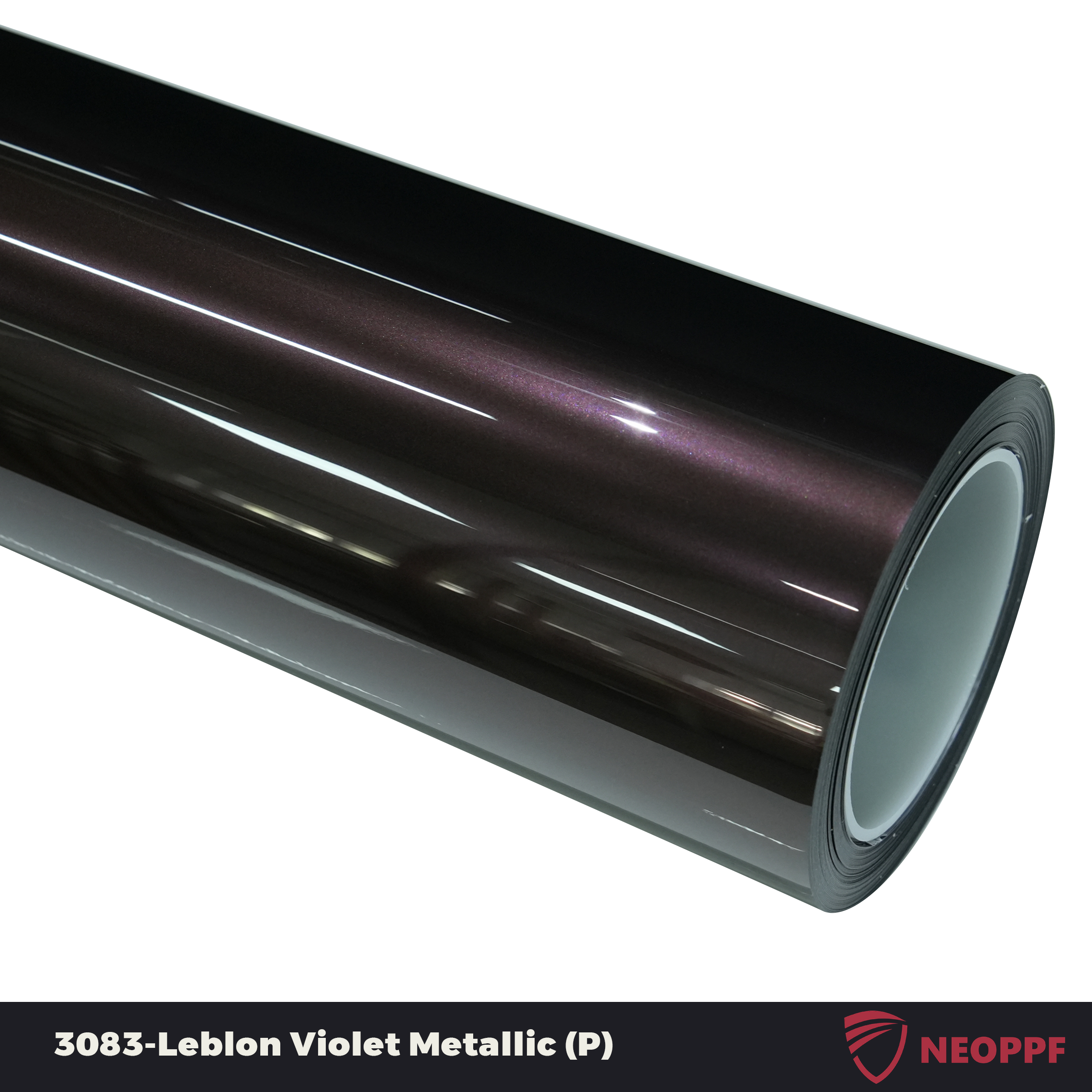 A sports car with Leblon Violet Metallic paint protection film colored wrap is parking in the garage