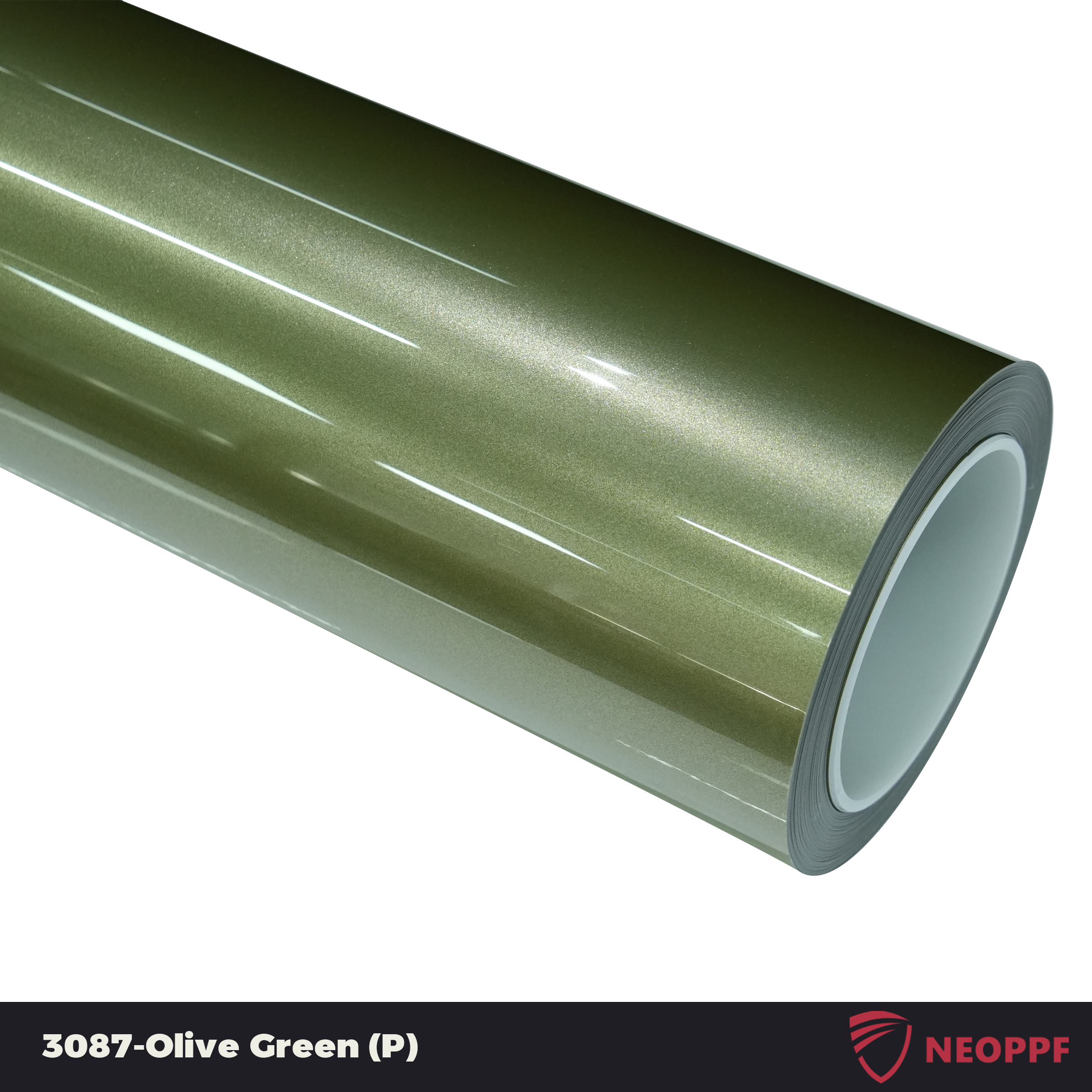 A sports car with Olive Green paint protection film colored wrap is parking in the garage
