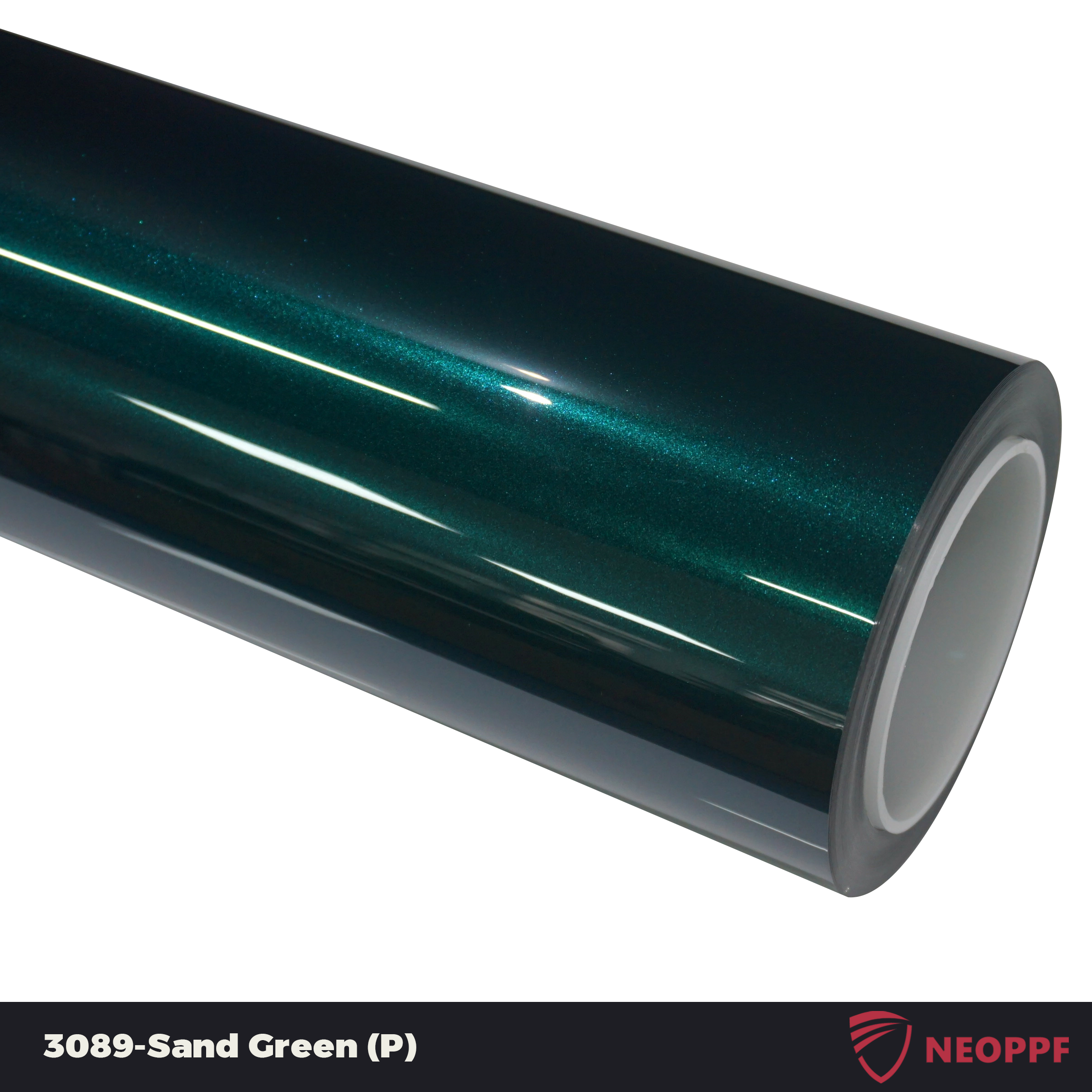 A sports car with Sand Green paint protection film colored wrap is parking in the garage
