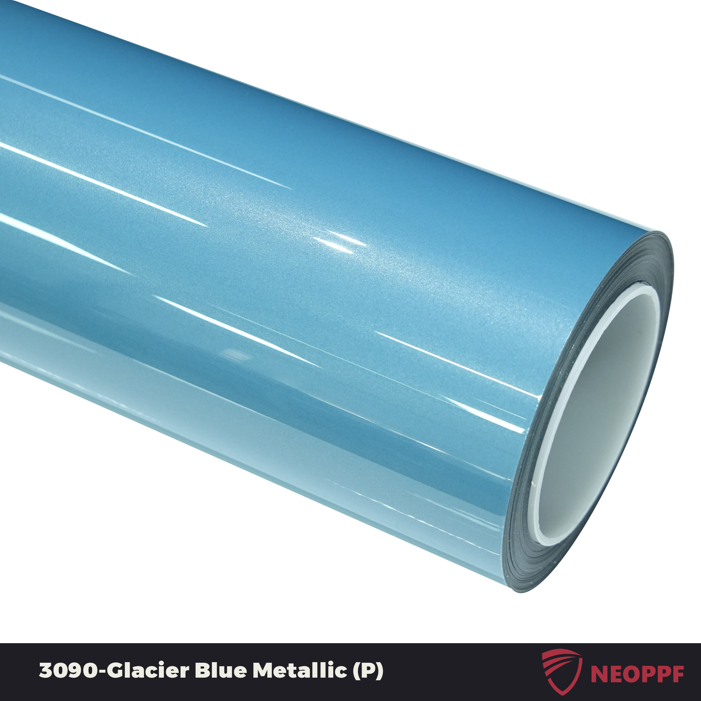 A sports car with Glacier Blue Metallic paint protection film colored wrap is parking in the garage