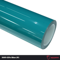 A sports car with Gulf Blue paint protection film colored wrap is parking in the garage