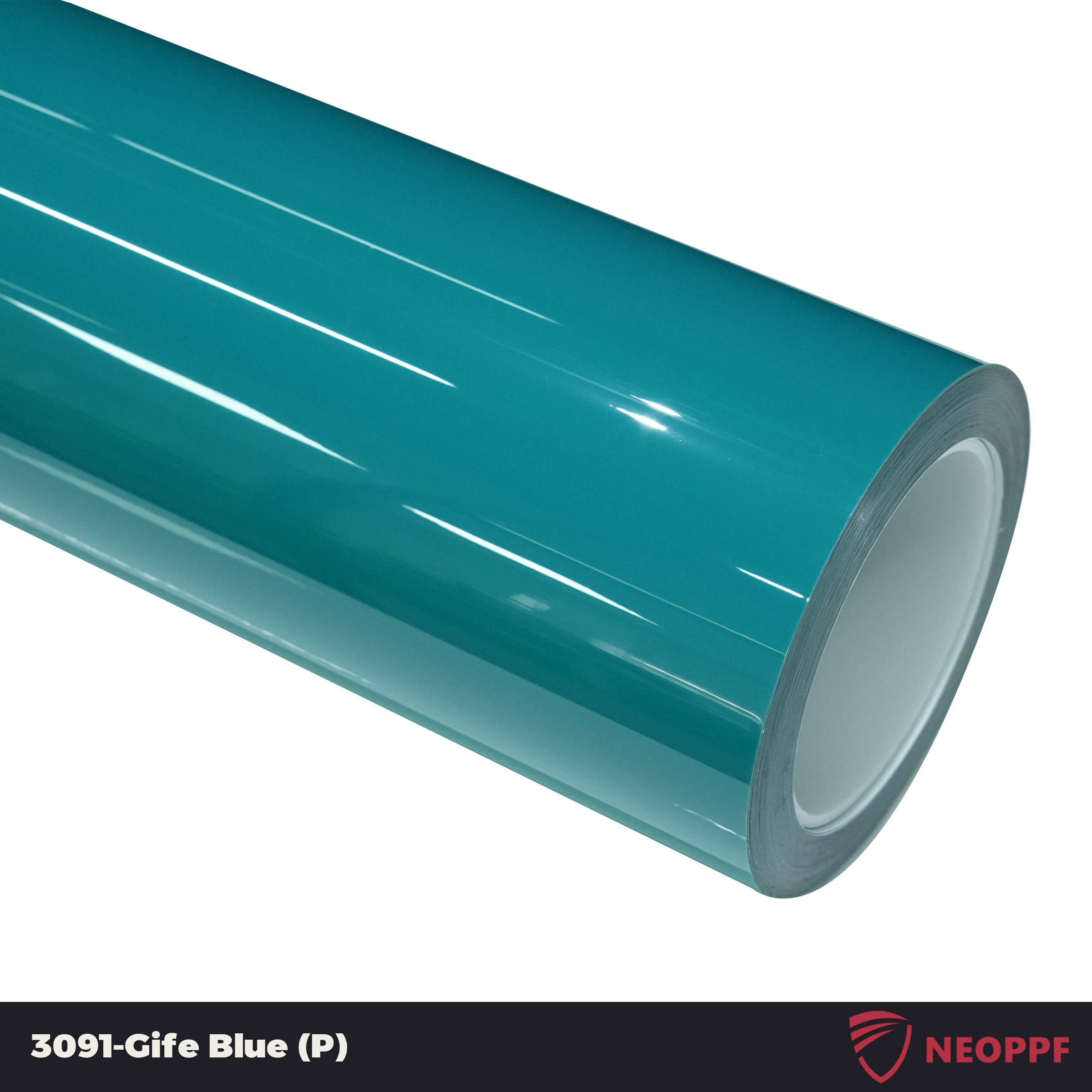 A sports car with Gulf Blue paint protection film colored wrap is parking in the garage