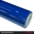 A sports car with Lugano Blue paint protection film colored wrap is parking in the garage