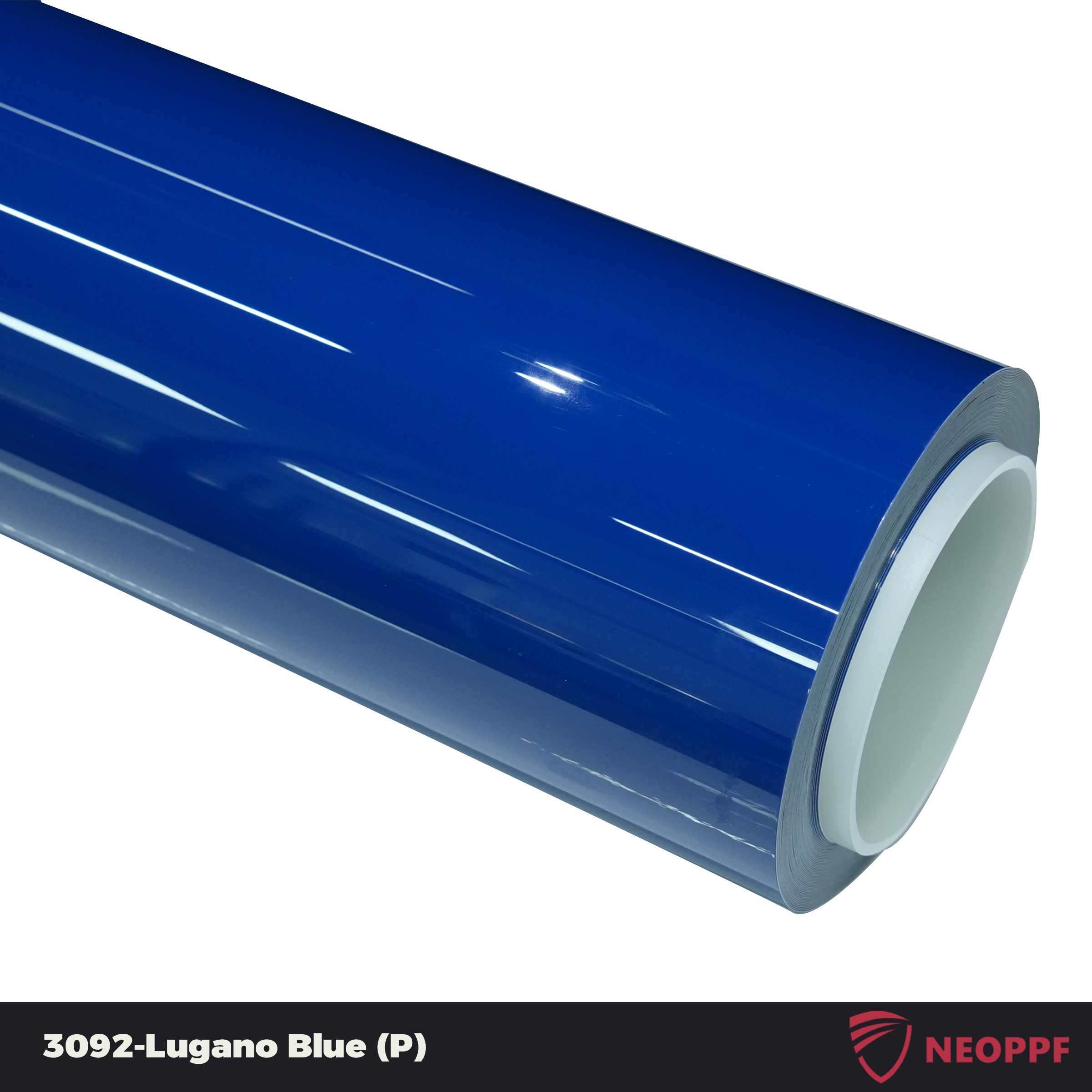 A sports car with Lugano Blue paint protection film colored wrap is parking in the garage