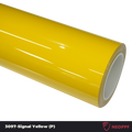 A sports car with Signal Yellow paint protection film colored wrap is parking in the garage