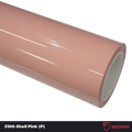 A sports car with Shell Pink paint protection film colored wrap is parking in the garage