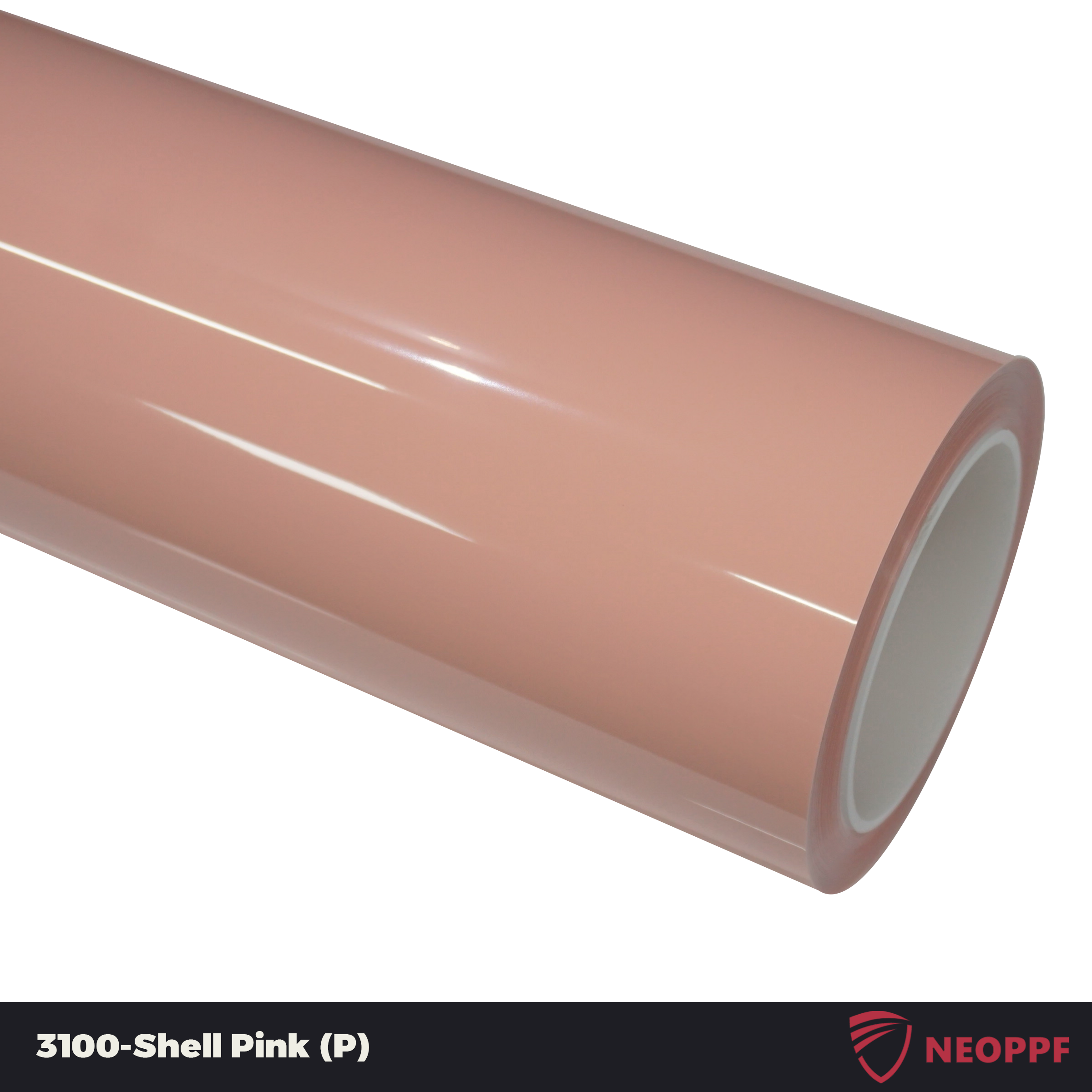 A sports car with Shell Pink paint protection film colored wrap is parking in the garage