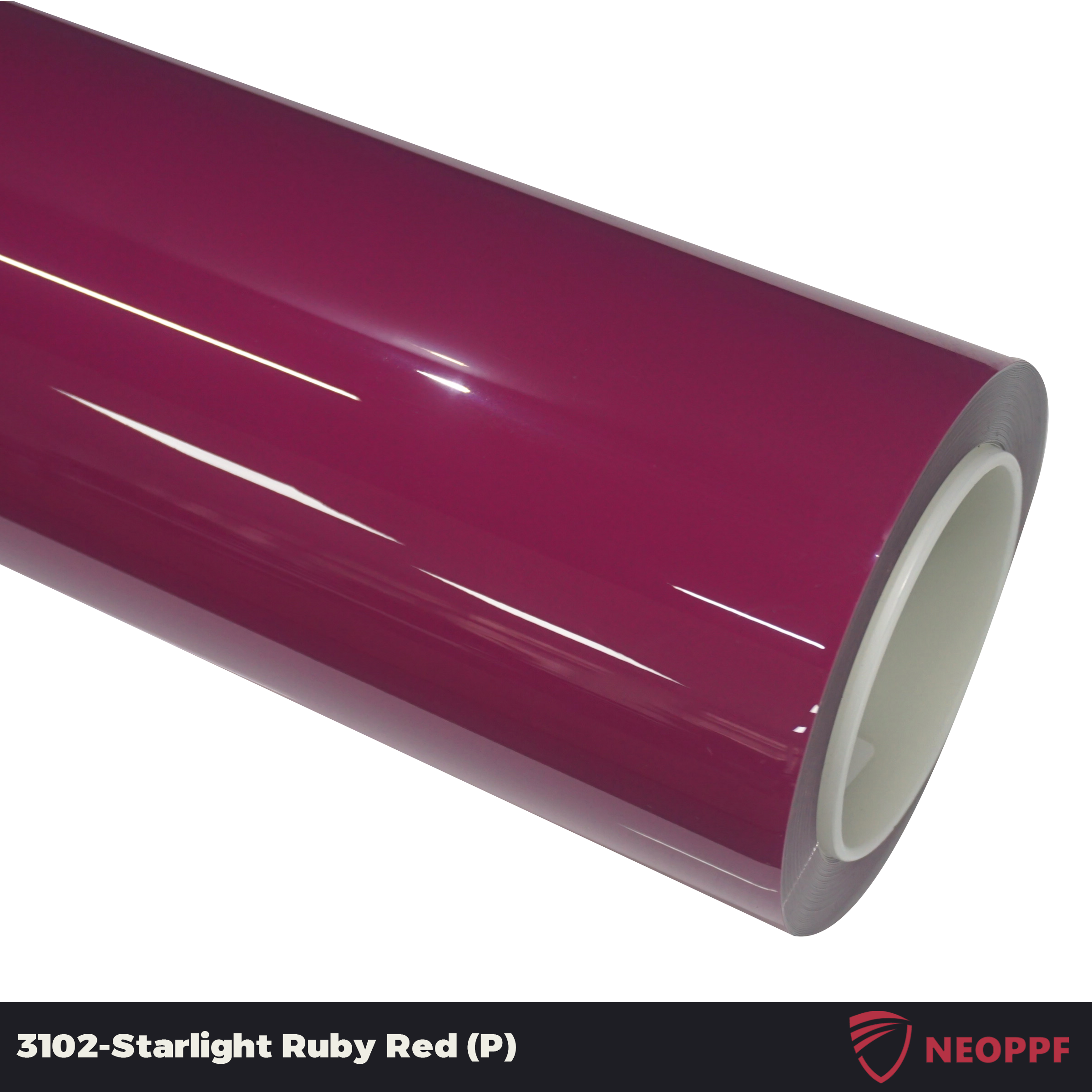 A sports car with Starlight Ruby Red paint protection film colored wrap is parking in the garage