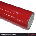A sports car with Strawberry Red paint protection film colored wrap is parking in the garage