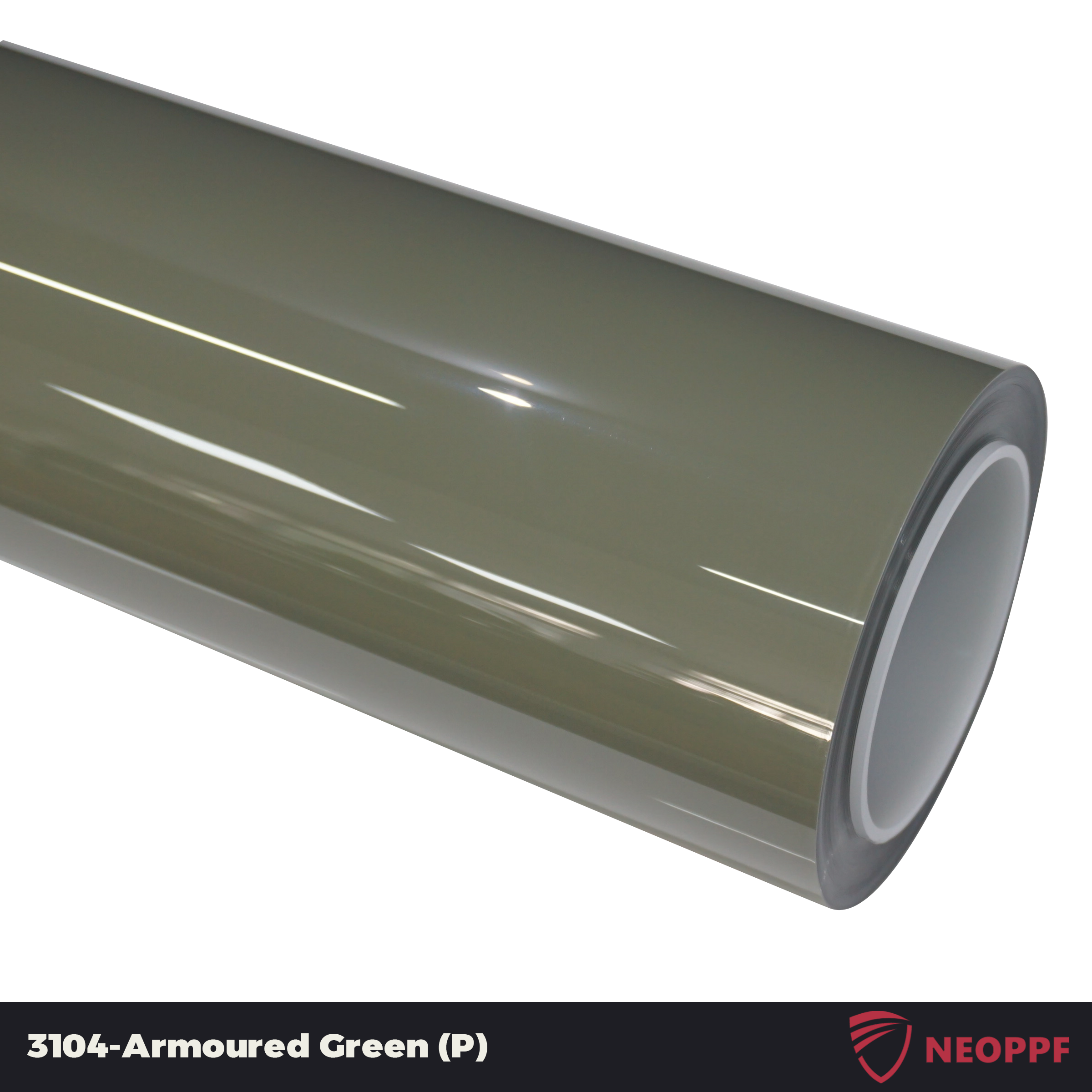 A sports car with Armoured Green paint protection film colored wrap is parking in the garage