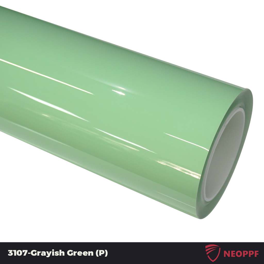 A sports car with Grayish Green paint protection film colored wrap is parking in the garage