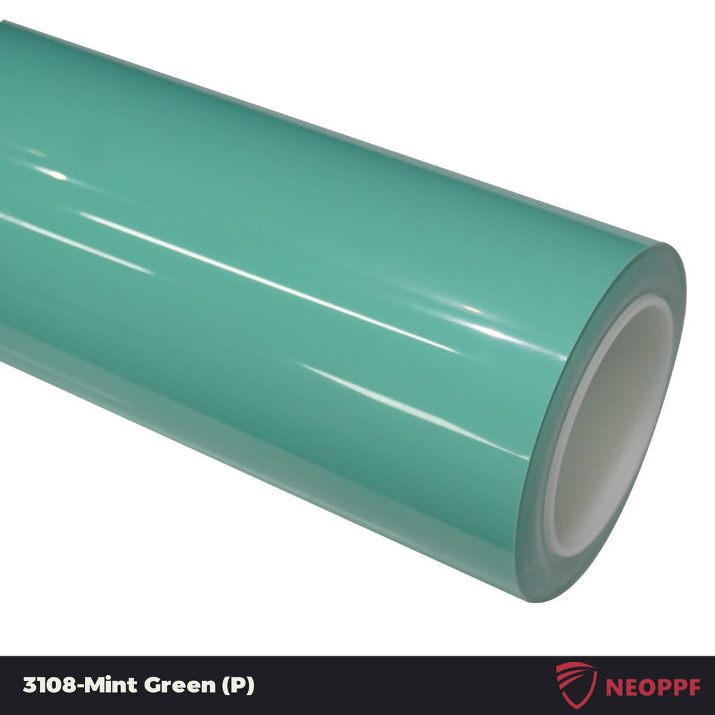 A sports car with Mint Green paint protection film colored wrap is parking in the garage