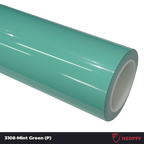 A sports car with Mint Green paint protection film colored wrap is parking in the garage