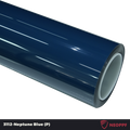 A sports car with Neptune Blue paint protection film colored wrap is parking in the garage