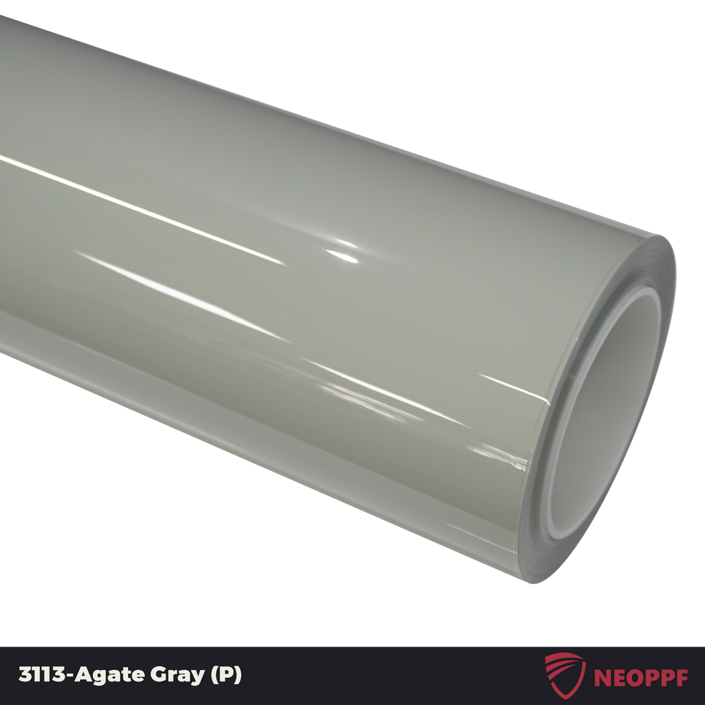A sports car with Agate Gray paint protection film colored wrap is parking in the garage