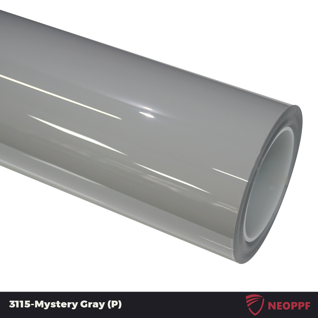 A sports car with Mystery Gray paint protection film colored wrap is parking in the garage
