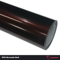 A sports car with Brocade Red paint protection film colored wrap is parking in the garage