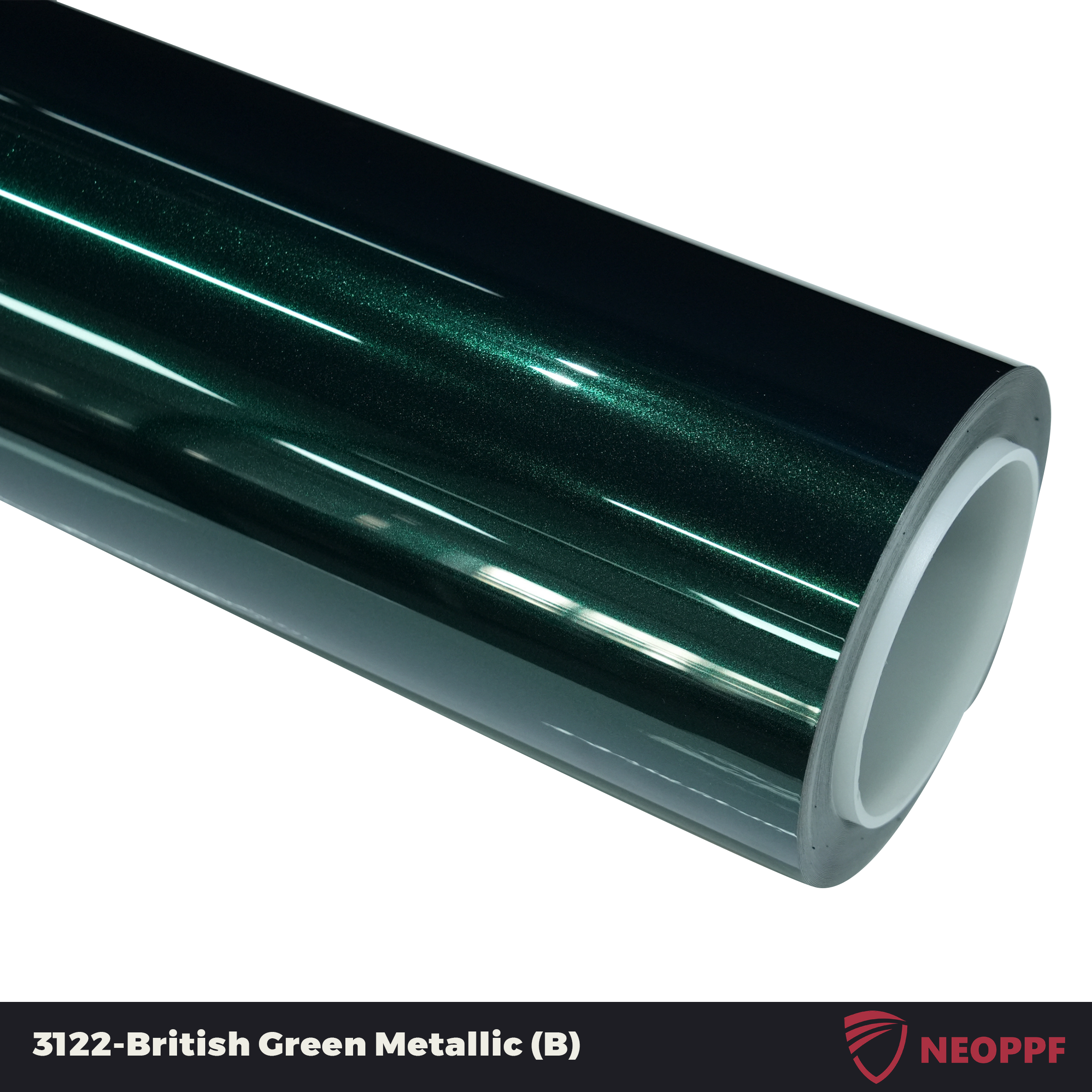 A sports car with British Green Metallic paint protection film colored wrap is parking in the garage