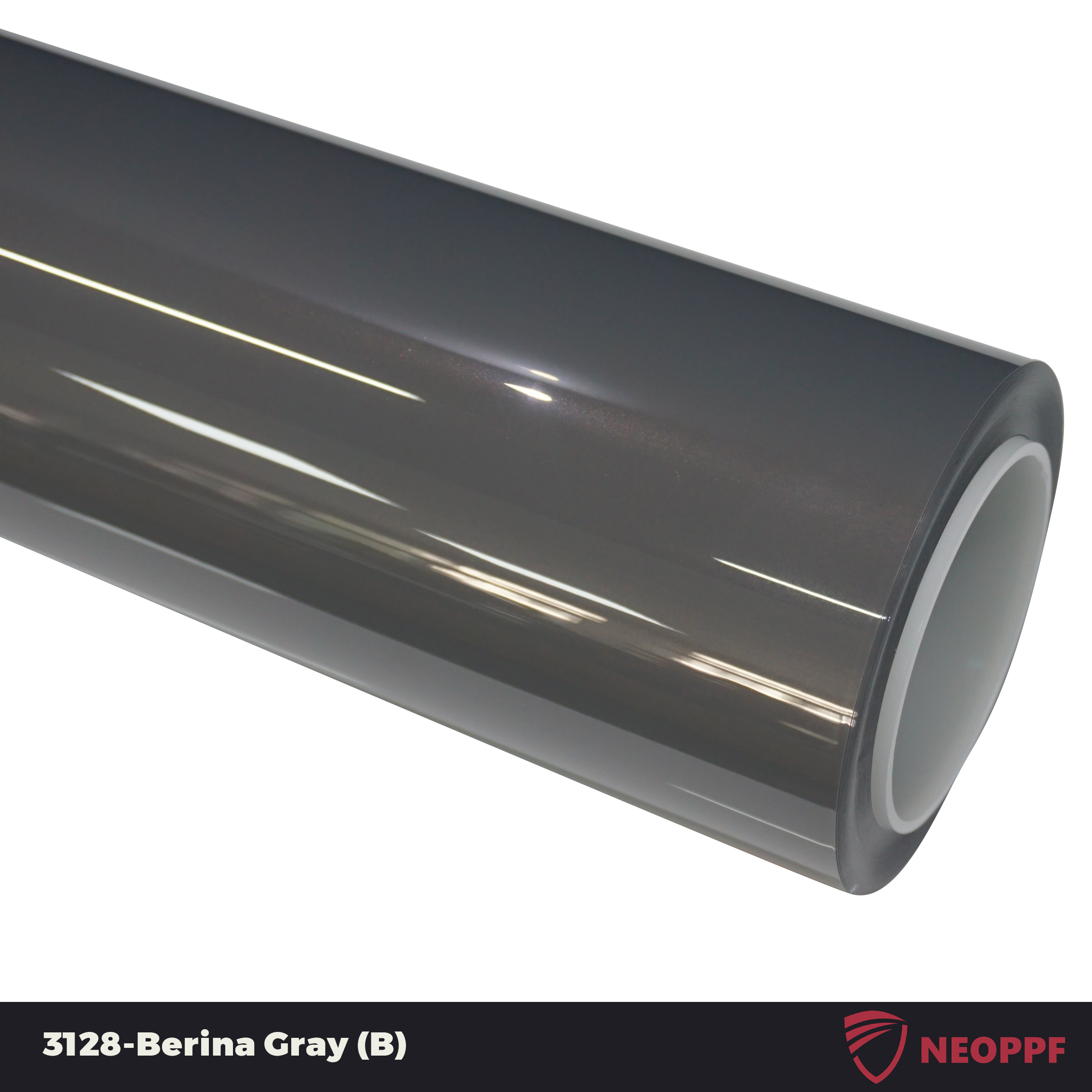 A sports car with Berina Gray paint protection film colored wrap is parking in the garage