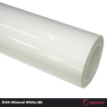 A sports car with Mineral White paint protection film colored wrap is parking in the garage