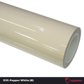 A sports car with Pepper White paint protection film colored wrap is parking in the garage