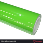A sports car with Viper Green paint protection film colored wrap is parking in the garage