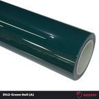 A sports car with Green Hell paint protection film colored wrap is parking in the garage