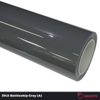 A sports car with Battleship Gray paint protection film colored wrap is parking in the garage