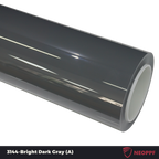 A sports car with Bright Dark Gray paint protection film colored wrap is parking in the garage