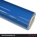 A sports car with Flowing Blue paint protection film colored wrap is parking in the garage