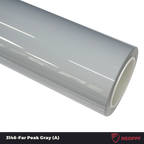 A sports car with Far Peak Gray paint protection film colored wrap is parking in the garage