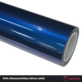 A sports car with Diamond Blue Silver paint protection film colored wrap is parking in the garage